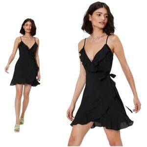 Mossimo Black Faux Wrap Ruffled Dress